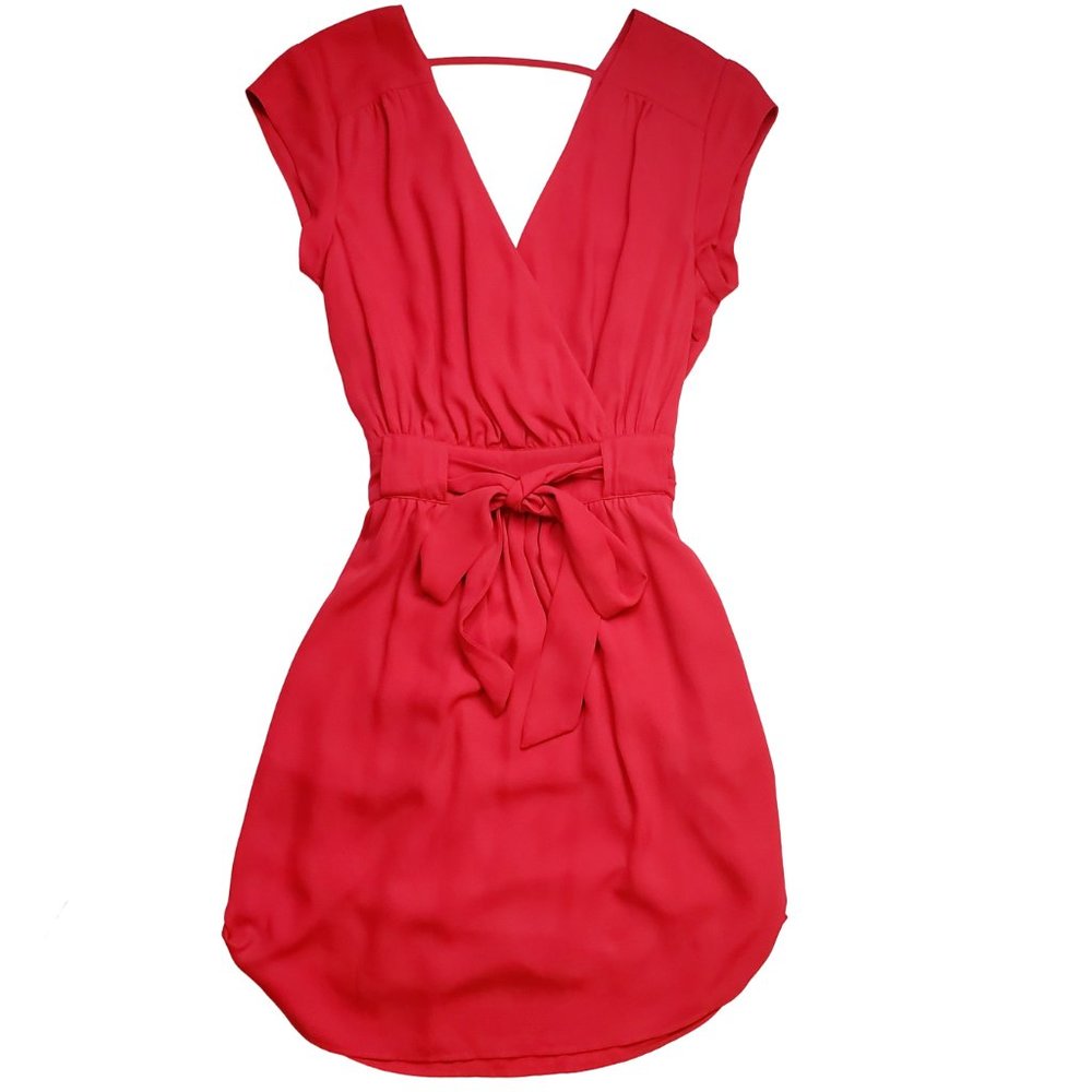 Daniel Rainn DR2 NWT Double V Faux Wrap Mini Party Dress True Red Women's XS